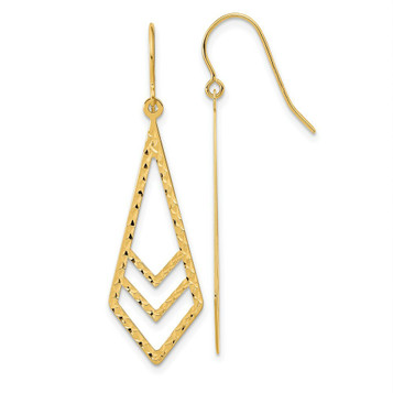 14k Yellow Gold Polished & Textured Dangle Earrings - (B42-543) 14k Yellow Gold Polished & Textured Dangle Earrings - (B42-543)