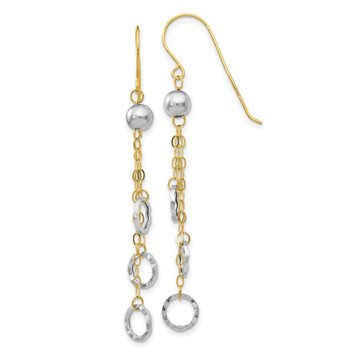 14K Two-tone Gold Circle Dangle Earrings - (B44-533) 14K Two-tone Gold Circle Dangle Earrings - (B44-533)