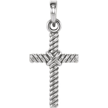 14K White Gold 13.5x8.6mm Rope Cross Pendant - (B15-213) 14K White Gold 13.5x8.6mm Rope Cross Pendant - (B15-213)