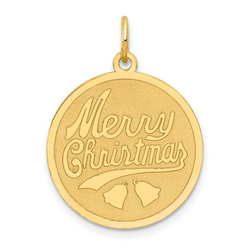 14K Yellow Gold Merry Christmas Disc Charm - (A82-530)