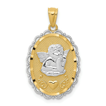 14K Yellow Gold Two-tone Angel Pendant - (A83-664) 14K Yellow Gold Two-tone Angel Pendant - (A83-664)