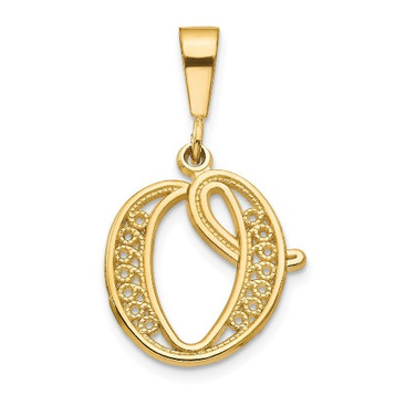 14K Yellow Gold Initial Letter O Charm Pendant - (A83-887)