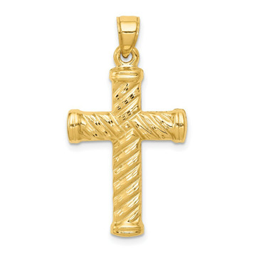 14K Yellow Gold Reversible Diamond-cut Cross Pendant 35mm length - (A84-921) 14K Yellow Gold Reversible Diamond-cut Cross Pendant 35mm length - (A84-921)