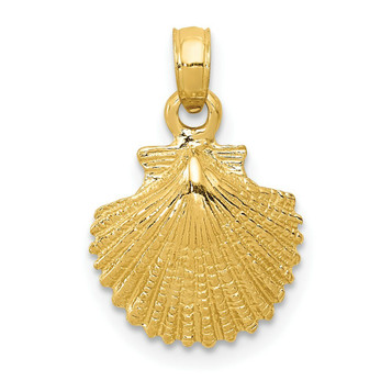 14K Yellow Gold Scallop Shell Pendant 12mm width - (A85-484)