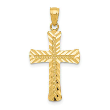 14k Yellow Gold Diamond-cut Latin Cross Pendant - (A85-866) 14k Yellow Gold Diamond-cut Latin Cross Pendant - (A85-866)