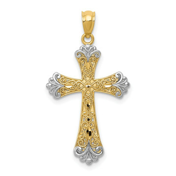 14K Yellow Gold Rhodium Reversible Cross Pendant - (A86-947) 14K Yellow Gold Rhodium Reversible Cross Pendant - (A86-947)
