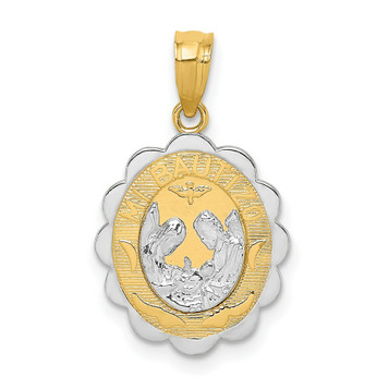 14K Yellow Gold Yellow & White Gold Two-tone Baptism Pendant - (A87-122) 14K Yellow Gold Yellow & White Gold Two-tone Baptism Pendant - (A87-122)