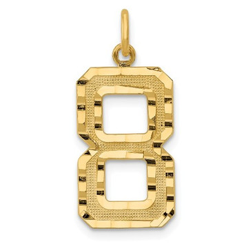14k Yellow Gold Large Diamond-cut Number 77 Charm Pendant - (A87