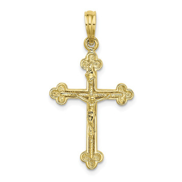 10K Yellow Gold 2-D Narrow Crucifix With Spade Tips Charm Pendant - (A89-211) 10K Yellow Gold 2-D Narrow Crucifix With Spade Tips Charm Pendant - (A89-211)
