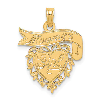 14K Yellow Gold Mommy's Girl In Heart With Banner Charm Pendant - (A93-423) 14K Yellow Gold Mommy's Girl In Heart With Banner Charm Pendant - (A93-423)