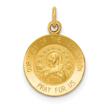 14K Yellow Gold Our Lady Of The Assumption Medal Charm 12mm width - (B11-250) 14K Yellow Gold Our Lady Of The Assumption Medal Charm 12mm width - (B11-250)