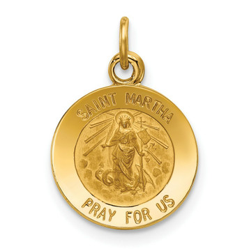14K Yellow Gold Saint Martha Medal Pendant 12mm width - (B11-571)
