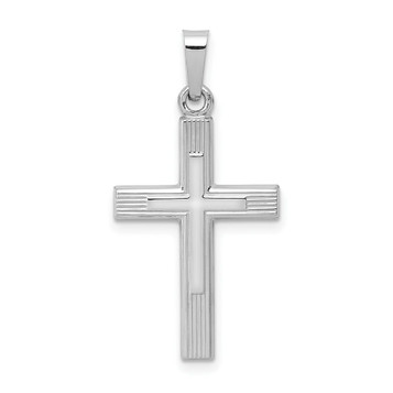 14K White Gold Brushed and Polished Latin Cross Pendant - (B11-635)