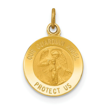 14K Yellow Gold Guardian Angel Medal Charm - (B11-661) 14K Yellow Gold Guardian Angel Medal Charm - (B11-661)