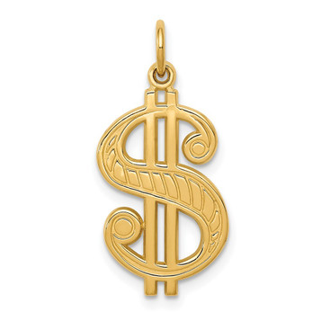 14K Yellow Gold Dollar Sign Charm - (A82-832)