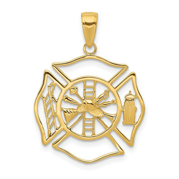 14K Yellow Gold Fireman Shield Pendant - (A82-968) 14K Yellow Gold Fireman Shield Pendant - (A82-968)
