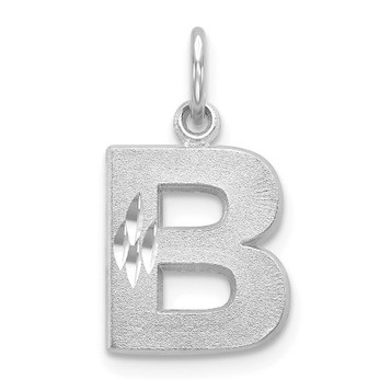 14K White Gold Satin Solid Diamond-cut Initial Letter B Charm - (A84-220) 14K White Gold Satin Solid Diamond-cut Initial Letter B Charm - (A84-220)