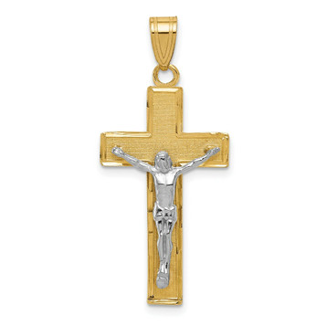 14K Two-tone Gold Diamond-cut Crucifix Pendant 36mm length - (A84-479) 14K Two-tone Gold Diamond-cut Crucifix Pendant 36mm length - (A84-479)