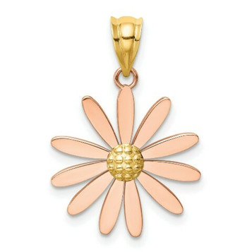 14K Two-tone Gold Rose & Yellow Gold Daisy Pendant - (A85
