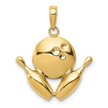 14K Yellow Gold Diamond-cut Bowling Theme Charm - (A85-434) 14K Yellow Gold Diamond-cut Bowling Theme Charm - (A85-434)