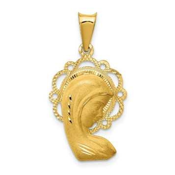 14K Yellow Gold Satin and Polished Mary Pendant - (A85-733) 14K Yellow Gold Satin and Polished Mary Pendant - (A85-733)