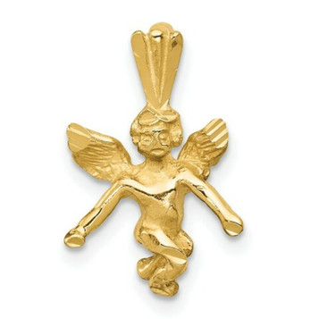 14K Yellow Gold Satin & Diamond-cut Angel Charm - (A86-434) 14K Yellow Gold Satin & Diamond-cut Angel Charm - (A86-434)