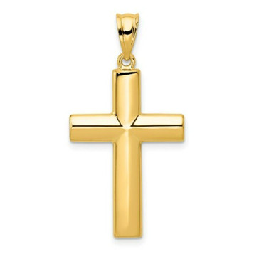 14K Yellow Gold Hollow Cross Pendant 47mm length - (A87-155) 14K Yellow Gold Hollow Cross Pendant 47mm length - (A87-155)