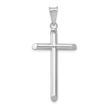 14k White Gold Polished Tube Cross Pendant - (A87-228) 14k White Gold Polished Tube Cross Pendant - (A87-228)