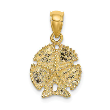 14K Yellow Gold 2-D Sand Dollar With Star Charm Pendant - (A92-323) 14K Yellow Gold 2-D Sand Dollar With Star Charm Pendant - (A92-323)
