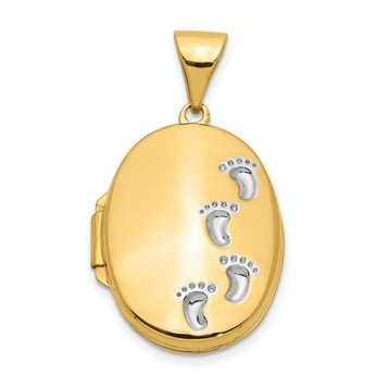 14K Yellow Gold Footprints Locket 25x17mm - (A99-531)