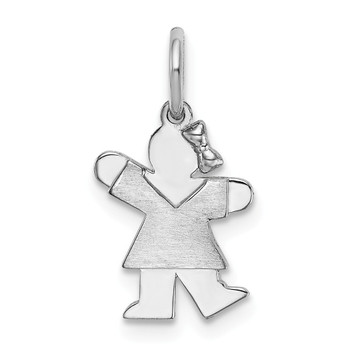 14K White Gold Mini Girl Charm Pendant - (A99-581) 14K White Gold Mini Girl Charm Pendant - (A99-581)