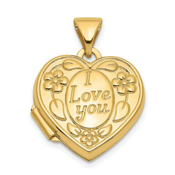 14K Yellow Gold I Love You Heart Locket 21x15mm - (A99-707) 14K Yellow Gold I Love You Heart Locket 21x15mm - (A99-707)