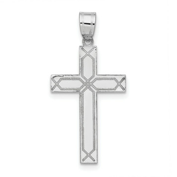 14K White Gold Solid Cross Pendant - (B11-867) 14K White Gold Solid Cross Pendant - (B11-867)