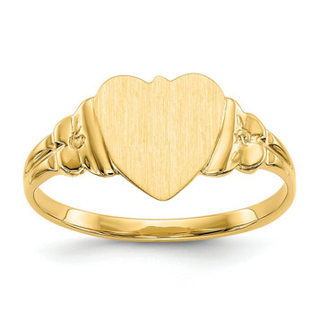 14K Yellow Gold Heart Signet Ring - Size 5 - (B31-656)