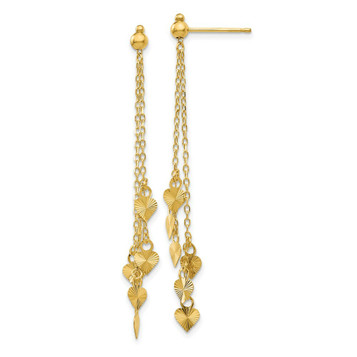 14K Yellow Gold Diamond-cut Heart Earrings - (B42-359) 14K Yellow Gold Diamond-cut Heart Earrings - (B42-359)