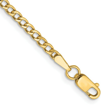 14K Yellow Gold 2.5mm Semi-Solid Curb Link Chain Anklet - Length 10'' inches - (C64-205) 14K Yellow Gold 2.5mm Semi-Solid Curb Link Chain Anklet - Length 10'' inches - (C64-205)