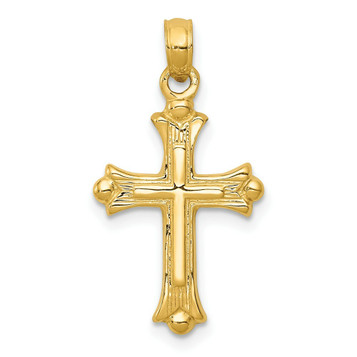 14K Yellow Gold Budded Cross Charm - (A83-636) 14K Yellow Gold Budded Cross Charm - (A83-636)