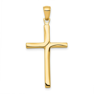 14K Yellow Gold Satin Finish Accent Stick Cross Pendant - (A83-844) 14K Yellow Gold Satin Finish Accent Stick Cross Pendant - (A83-844)