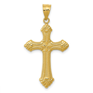 14K Yellow Gold Polished Cross Pendant 37mm length - (A84-641) 14K Yellow Gold Polished Cross Pendant 37mm length - (A84-641)