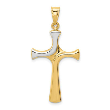 14K Yellow Gold Two-tone Fancy Cross Pendant - (A84-843) 14K Yellow Gold Two-tone Fancy Cross Pendant - (A84-843)