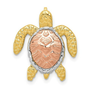 14K Two-tone Gold & White Rhodium Turtle Pendant Slide - (A85-803) 14K Two-tone Gold & White Rhodium Turtle Pendant Slide - (A85-803)