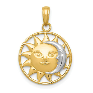 14K Yellow Gold Two-tone Sun & Moon Charm - (A86-521) 14K Yellow Gold Two-tone Sun & Moon Charm - (A86-521)
