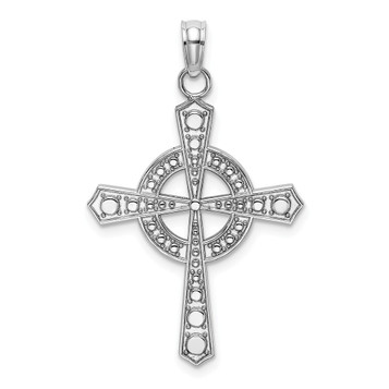14K White Gold Beaded Celtic Cross With Eternity Charm Pendant - (A93-770) 14K White Gold Beaded Celtic Cross With Eternity Charm Pendant - (A93-770)