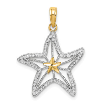 14K Tri-Color Gold Small Cutout Small Starfish Charm Pendant