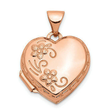 14K Rose Gold 15mm Reversible Heart Locket - (A99-189) 14K Rose Gold 15mm Reversible Heart Locket - (A99-189)