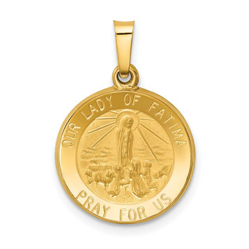 14K Yellow Gold Polished and Satin Our Lady Fatima Medal Pendant 15mm width - (A99-976) 14K Yellow Gold Polished and Satin Our Lady Fatima Medal Pendant 15mm width - (A99-976)