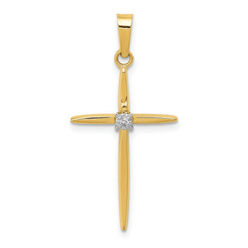 14K Yellow Gold Diamond Polished Passion Cross Pendant - (B11-107) 14K Yellow Gold Diamond Polished Passion Cross Pendant - (B11-107)