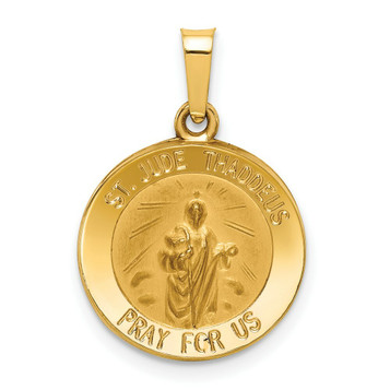 14K Yellow Gold Polished & Satin Finish St. Jude Thaddeus Medal Pendant 15mm width - (B11-131) 14K Yellow Gold Polished & Satin Finish St. Jude Thaddeus Medal Pendant 15mm width - (B11-131)