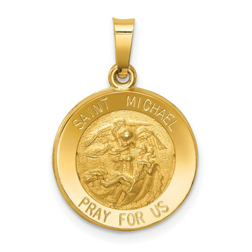 14K Yellow Gold Polished & Satin Finish St. Michael Medal Pendant 15mm width - (B11-283) 14K Yellow Gold Polished & Satin Finish St. Michael Medal Pendant 15mm width - (B11-283)
