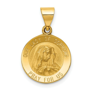 14K Yellow Gold Polished & Satin Finish Our Lady of Sorrows Medal Pendant 15mm width - (B11-369) 14K Yellow Gold Polished & Satin Finish Our Lady of Sorrows Medal Pendant 15mm width - (B11-369)